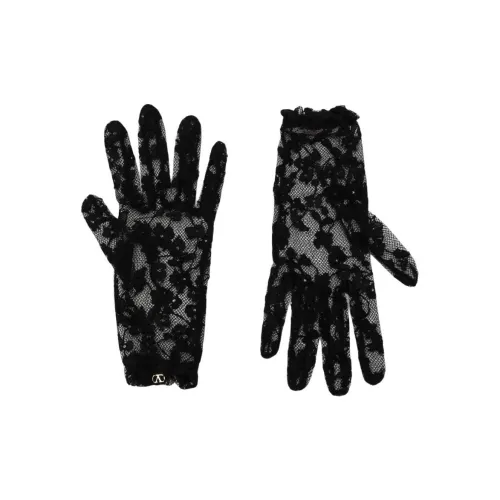 Valentino Metal, Cotton, Polyamide Gloves Women's Black