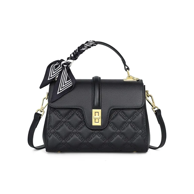 EBLAN Cow Leather Handbag, Shoulder Bag, Crossbody Bag Regular Women's Apricot/Black-8