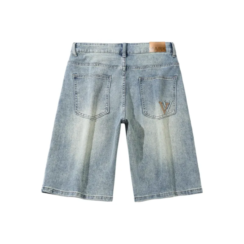 FAIRWHALE Denim Shorts Unisex Nostalgic Vintage Blue-1