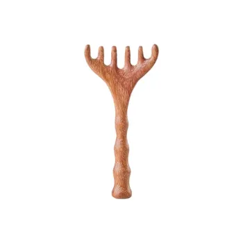 SHITIAN Head Therapy Comb Bamboo Sectional Ox Horn Comb Natural Golden Sandalwood Wooden Comb Head Meridian Massage