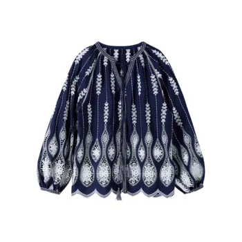 SHUXI Shirt Women's Blue And White Porcelain