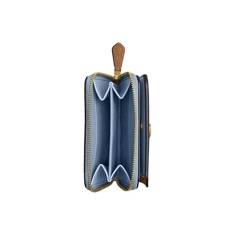 COACH BILLFOLD Leather Wallet Mini Women's Blue-3