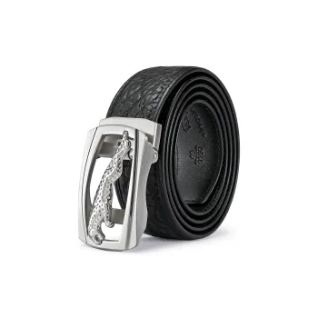 JAGUAR Cow Leather Belts Men's Black 3.40cm