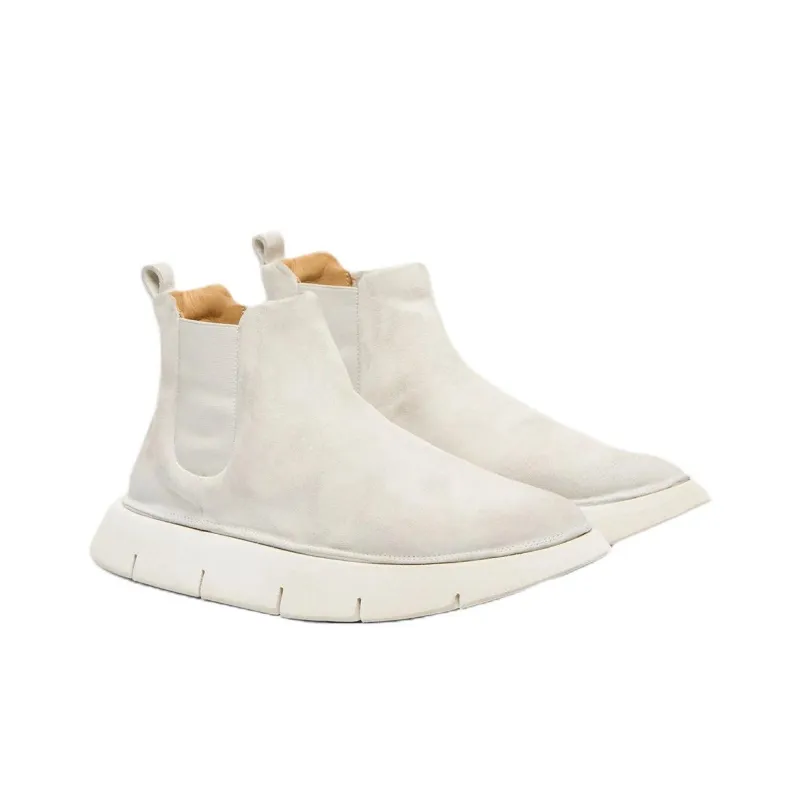Marsèll Intagliata Ankle Length Chelsea Boots 4cm Women's Gray White-2