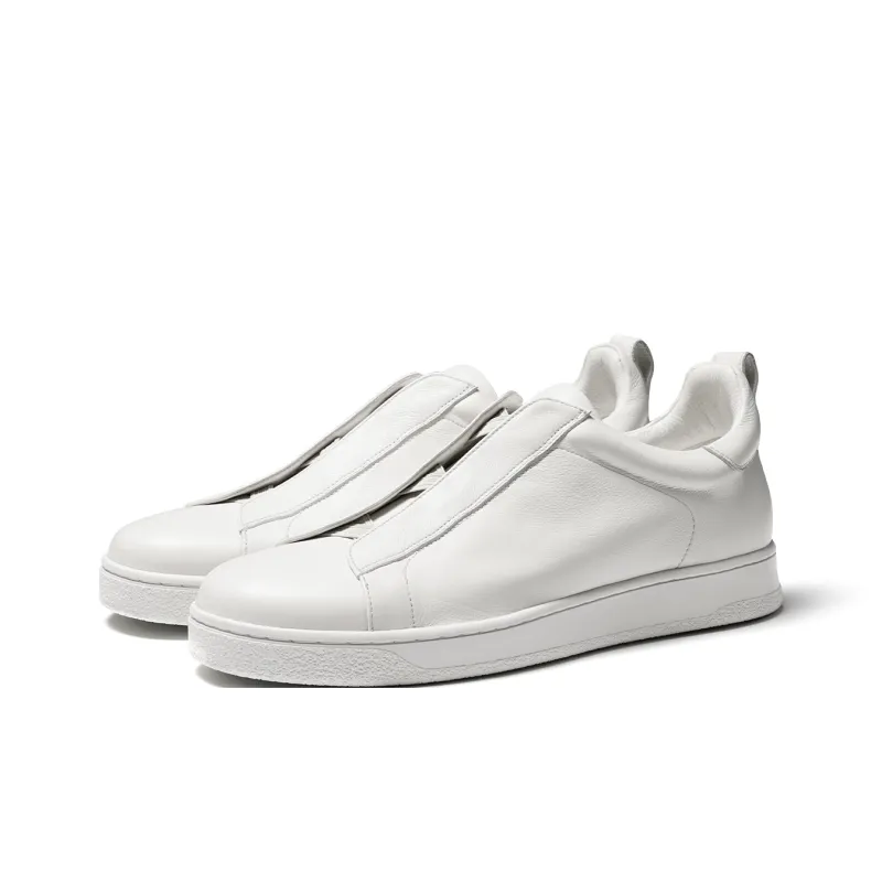 TRUFFAUT Sports Genuine Leather White Sneakers Low Top Skateboard Shoes Men's-11