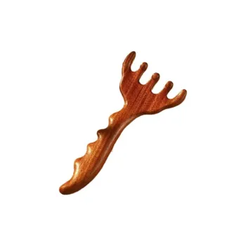 SHITIAN Hair Treatment Comb, Gua Sha Style Antler Comb Natural Golden Sandalwood Wooden Comb Head Meridian Massage