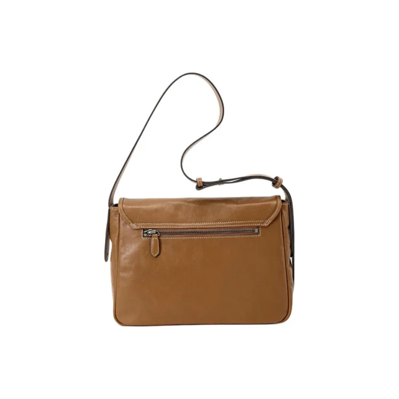 Why Vegetable Tanned Cow Leather Messenger Crossbody Bag, Shoulder Bag Medium Size Women's Multicolor-9