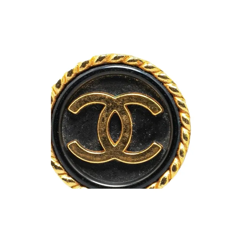 CHANEL 1996 Plated Acrylic Cc Button Clip On Earrings Costume Earrings-2