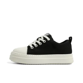HUANQIU Height Increasing Abrasion Resistant Slip Resistant Low Top Canvas Shoes Men's Black