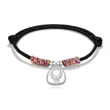Small Fu Pendant Peaceful Lock Couple Rope Bracelet (Black Cord)