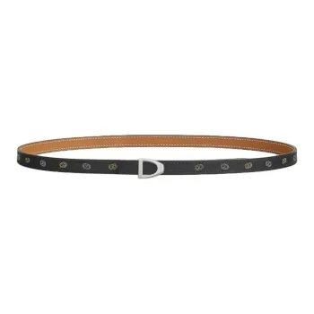HERMES Calfskin, Leather, Gold Plated, Palladium Plated, Metal Leather Belts Women's Black Width 1.3CM