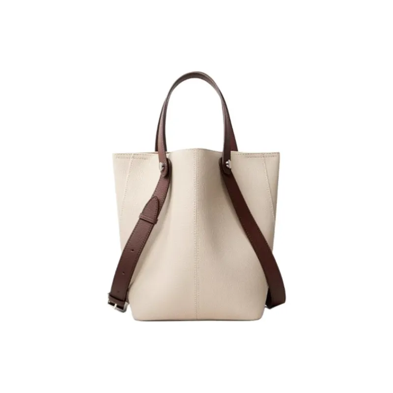 Teenmix Cow Leather Bucket Bag, One Shoulder Handbag Tubas Women's Elephant Gray/Black-4