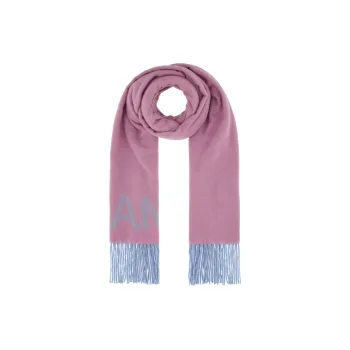 GANNI Logo Detailed Fringed Scarf