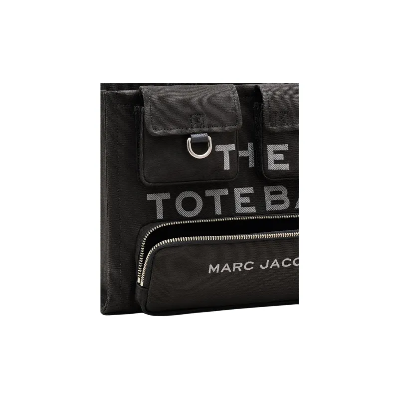 MARC JACOBS Cotton And Canvas Tote Bag, Shopping Bag, Shoulder Bag, Crossbody Bag, Handbag Medium Size Women's Black-7