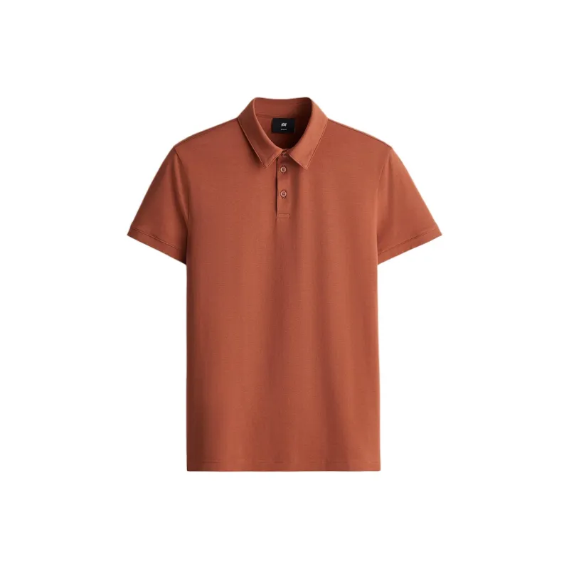 H&M Polo Shirts Men Dark Orange-0