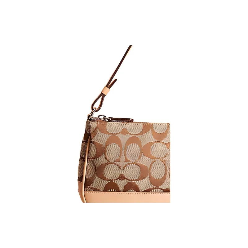 COACH Demi Jacquard Leather Matching Saddle Bag Handbag, Shoulder Bag Trumpets Women's Brown Monogram-2