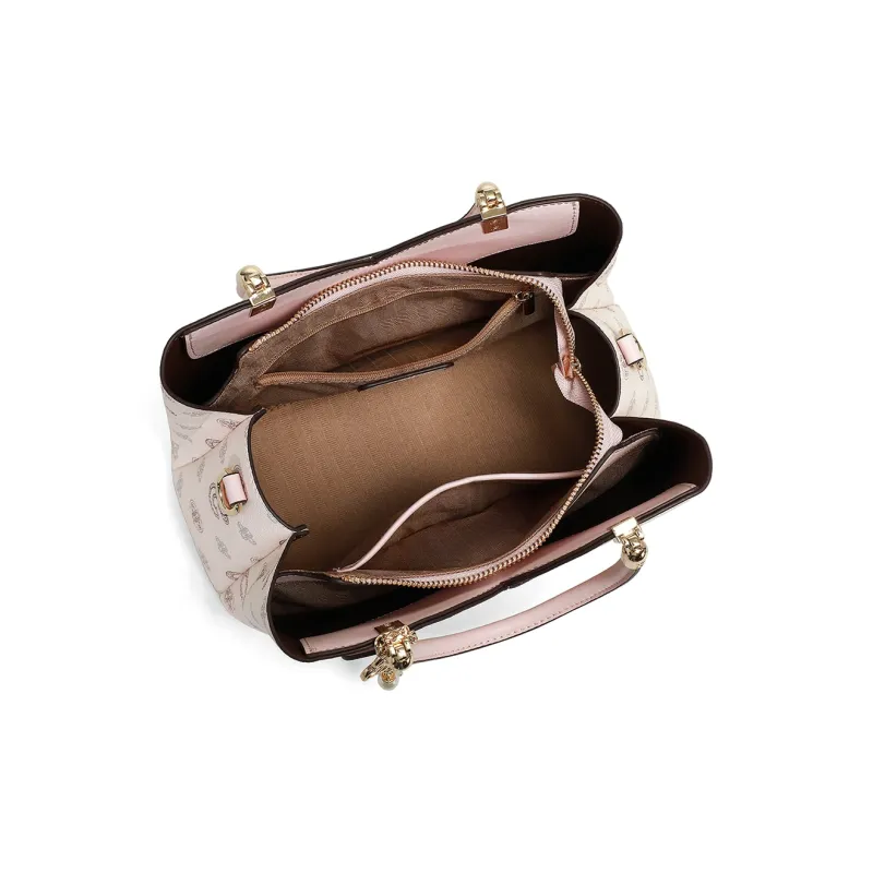 C°BANNER Synthetic Leather Handbag Medium Size Women's Pink/Coffee-4