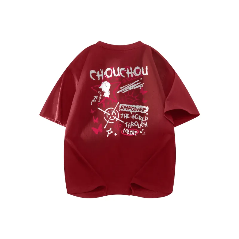 CHOUCHOUS Drop Shoulder Sleeve T Shirt Women's-16