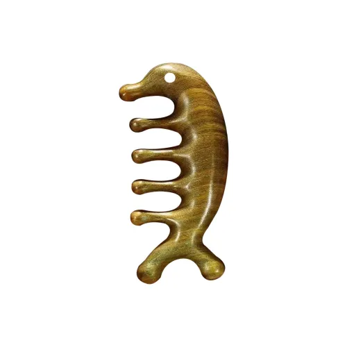 SHITIAN Head Therapy Comb With Green Sandalwood Dolphin Design Natural Massage Comb Head Meridian Massage