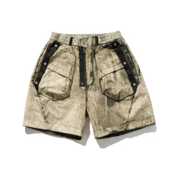 YIMAI Casual Shorts Men Dirty Beige
