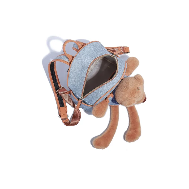 NOISY TEDDY PU Backpack Regular Women's Light Blue/Dark Blue-6