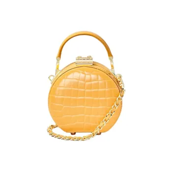 Aspinal Of London Cow Leather Round Bag Shoulder Bag Handbag Mini Women's Honey