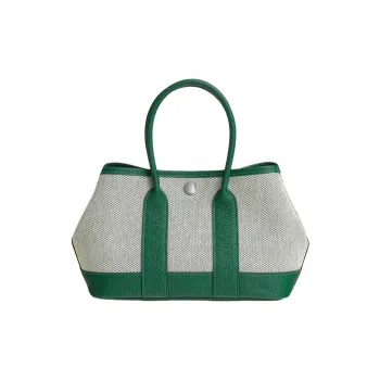 HERMES NEO GARDEN 23 Calfskin Handbag Mini Women's Light Beige & Green