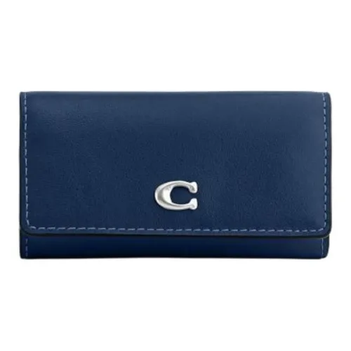 COACH Leather Key Pouch Mini Men's Dark Blue