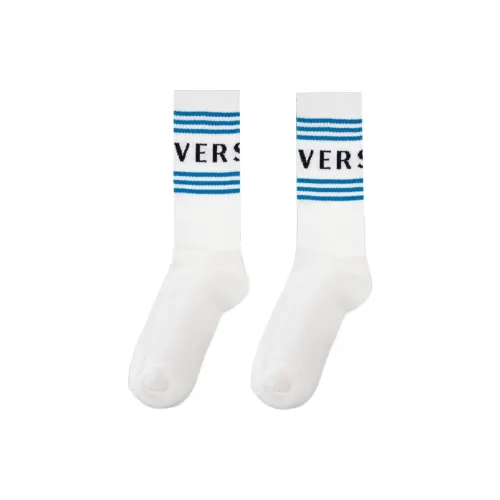 VERSACE Mid Calf Socks Men's 1 Pack White