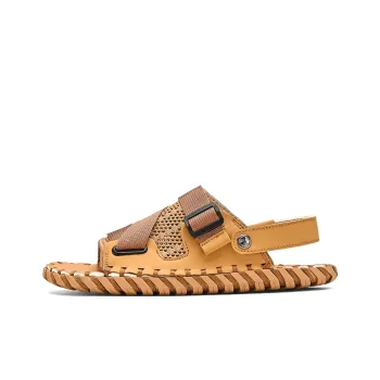 TELENT Beach Sandals Men Milk Tea Light Gray Wheat