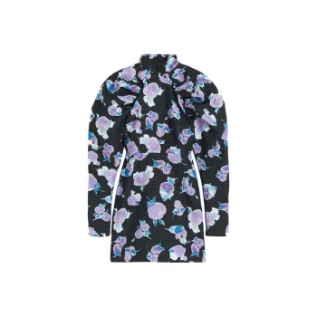 Rotate H&M Crinkle Raglan Dress Blurry Flower Bougainvillea