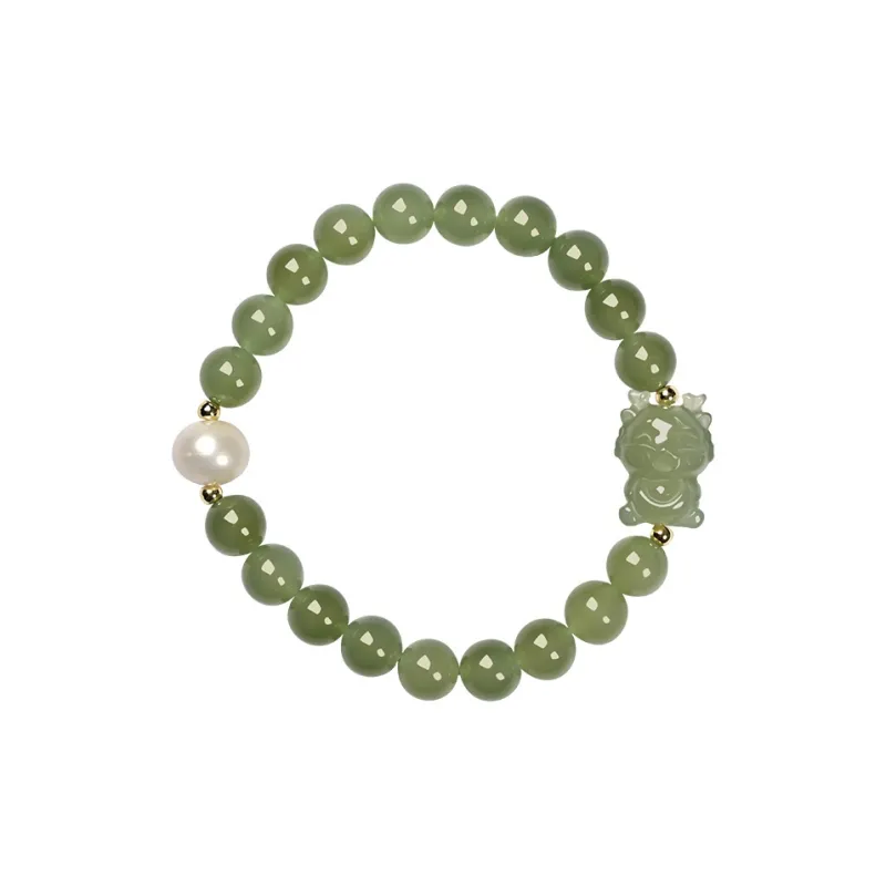 KUNYUYAO Chinese Zodiac Zodiac Year Bead Chain Beaded Bracelet White Jade Unisex-63