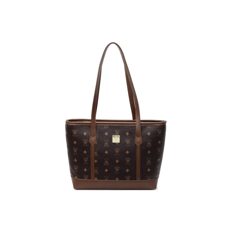 Miss Angel PU Shoulder Bag Women's Ecru/Black/Brown-18