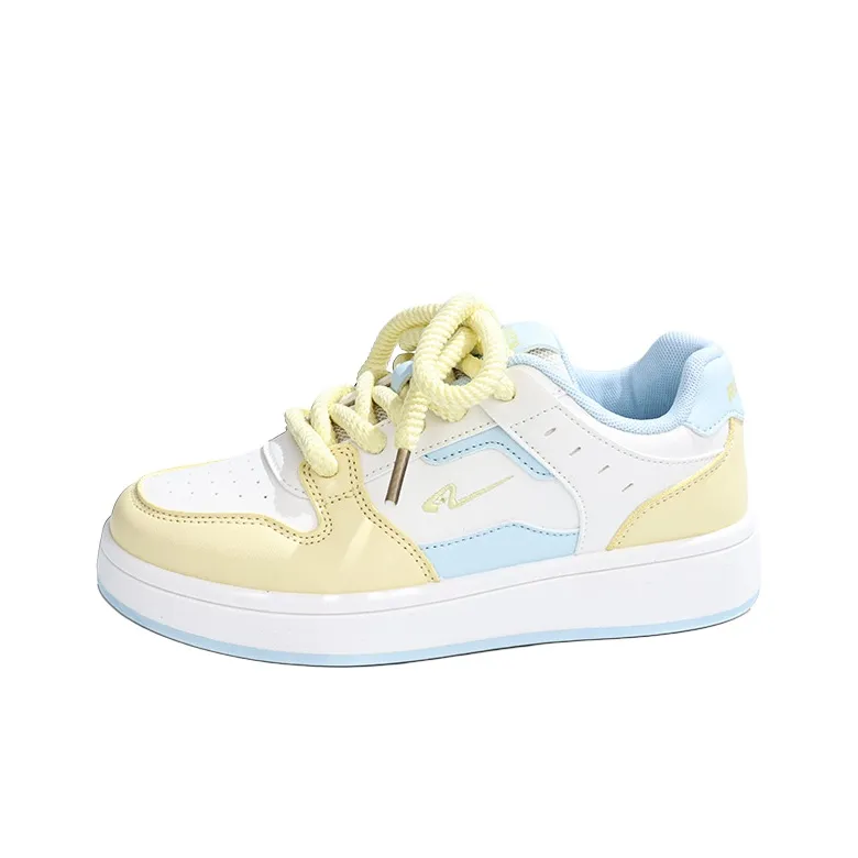 RENBEN Balanced Lightweight Low Top Skateboard Shoes Women's Yellow Blue-1