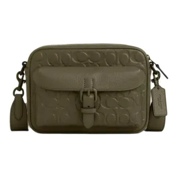 COACH WARNER Cow Leather Shoulder Bag, Crossbody Bag Trumpets Men's Olive Green
