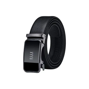 ELLE HOMME Top Grain Cow Leather Belts Men's Gunmetal Gold Silver 3.5cm