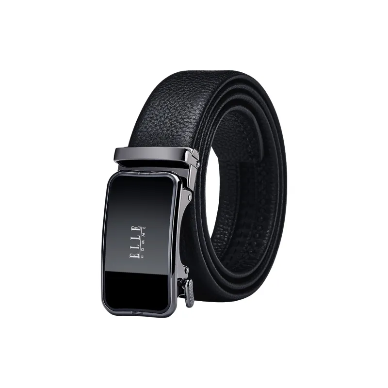 ELLE HOMME Top Grain Cow Leather Belts Men's Gunmetal Gold Silver 3.5cm-0