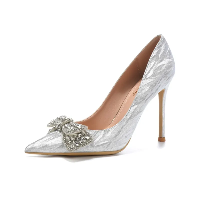 HKCP Slim Heel High Heels Women's Silver-0