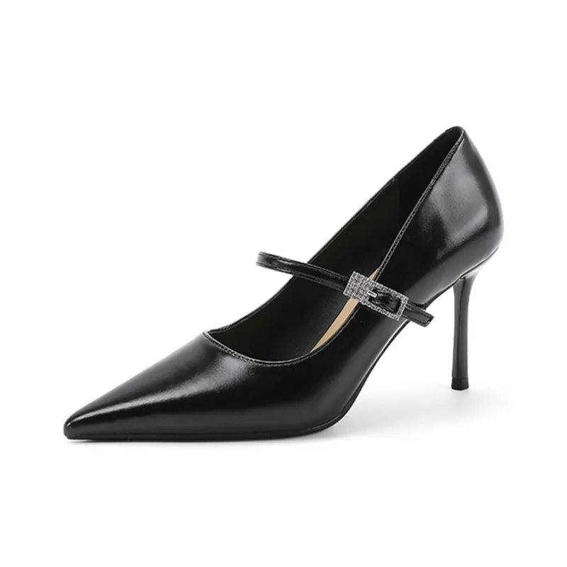 GOSO Slim Heel High Heels 8CM Women's Black-0