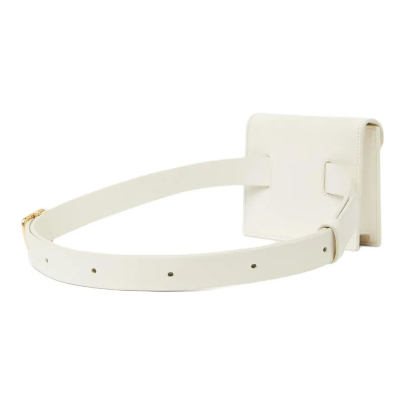 Loro Piana Cow Leather Clutch Fanny Pack Women's Whisper White & Sun Gold-1