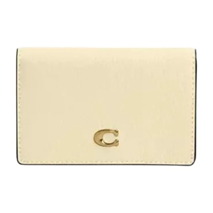 COACH Leather Card Holder Unisex Brass-0