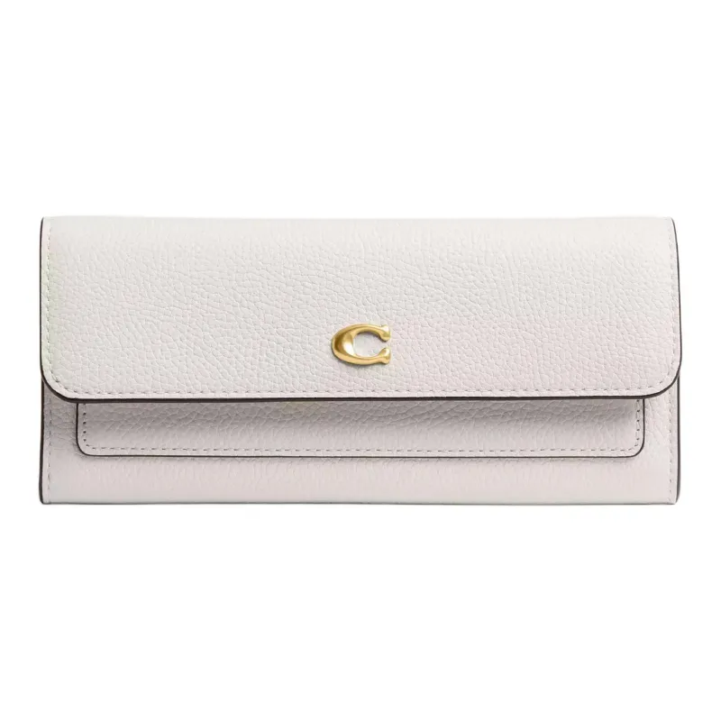 COACH Mira Leather Wallet Trumpets Women's Brass & Chalk-0