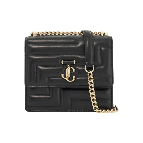 Jimmy Choo Lambskin Shoulder Bag Unisex Black