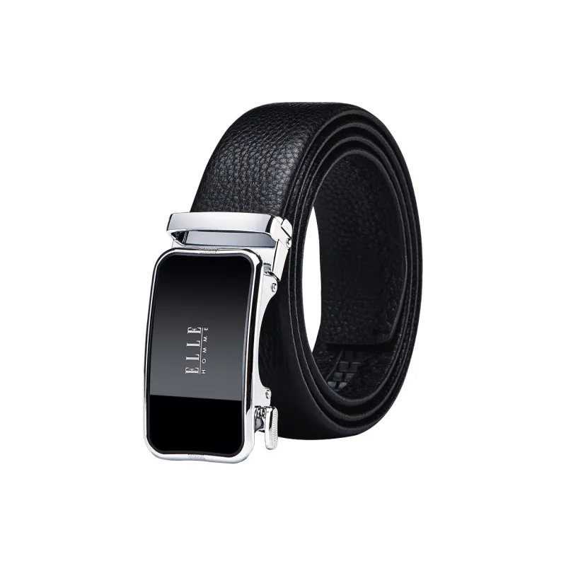 ELLE HOMME Top Grain Cow Leather Belts Men's Gunmetal Gold Silver 3.5cm-12