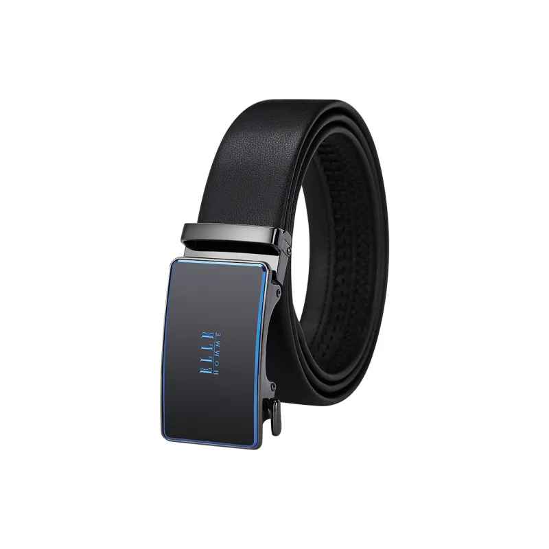 ELLE HOMME Top Grain Cow Leather Belts Men's Gunmetal, Gold, Blue Width 3.5cm-12