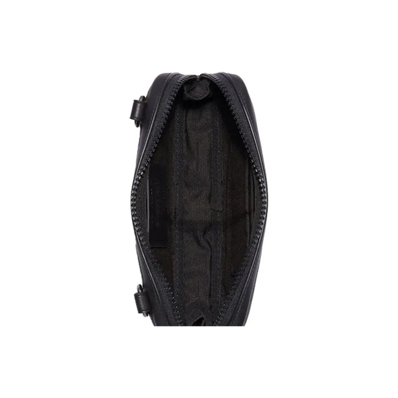 COACH Carrier Canvas With Calfskin One Shoulder Cell Phone Mahjong Crossbody Bag Trumpets Unisex Dark Green-3