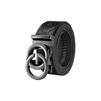 JAGUAR Top Grain Cow Leather Belts Men's Black 3.55cm