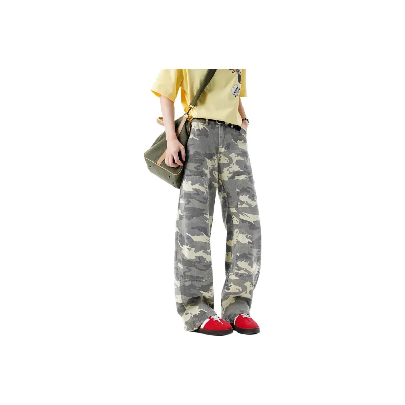 Lulifama Cargo Pants Unisex Yellow Camouflage-1