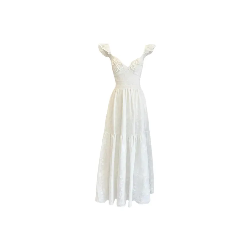GUOZHEN Slip Dresses Women's White-0