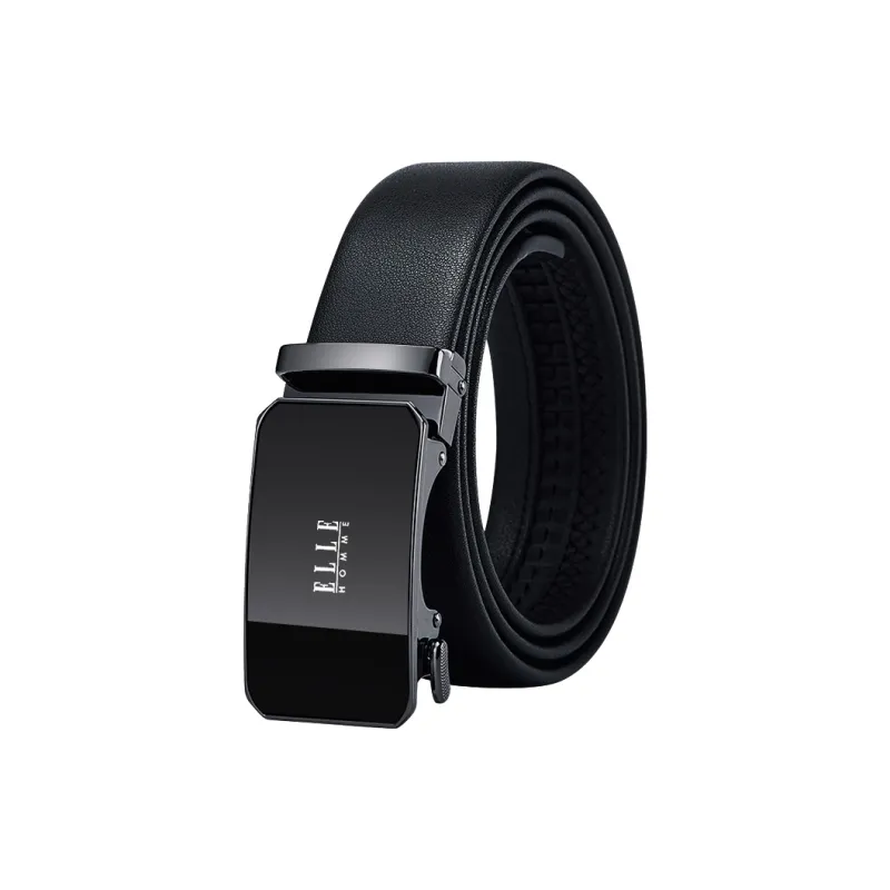 ELLE HOMME Top Grain Cow Leather Belts Men's Gunmetal, Gold, Silver Width 3.5cm-0